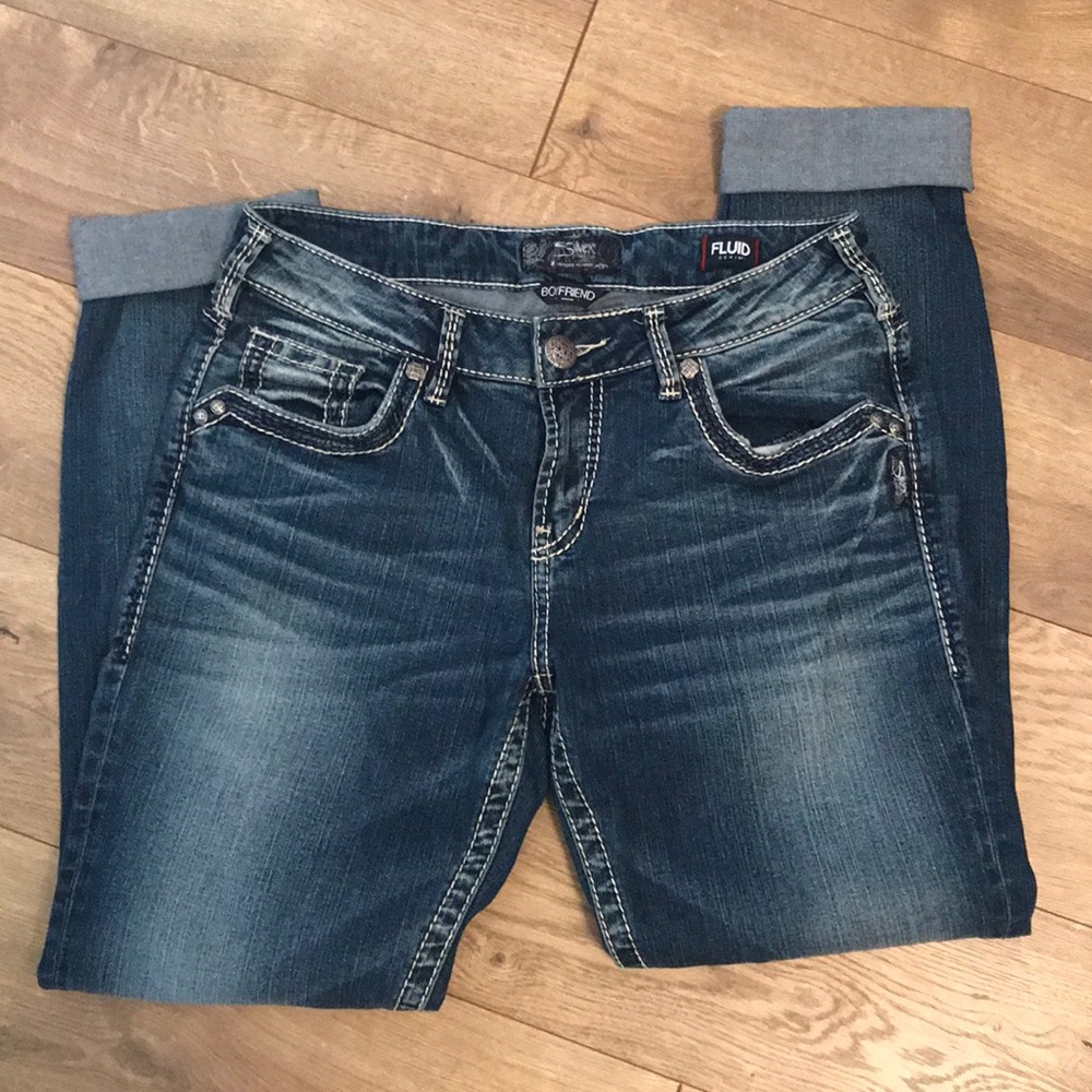 Silver jeans - boyfriend fluid denim.